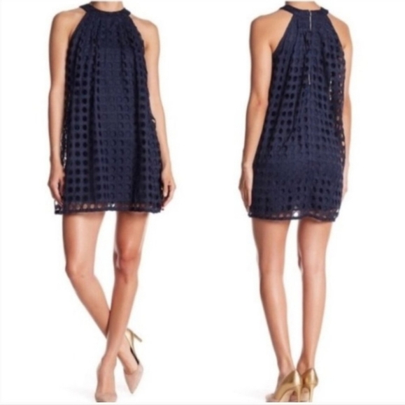 ROMEO & JULIET COUTURE ~ Navy Eyelet Mini Swing Dress ~ Size Medium - Picture 1 of 9